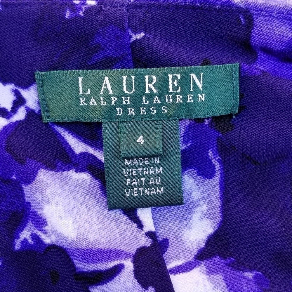 Lauren Ralph Lauren sleeveless blue purple floral cowl neck sheath dress size 4 - Picture 5 of 7